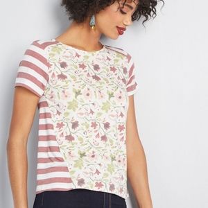Modcloth Made for Mixing Floral and Stripe top